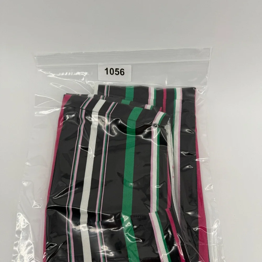 Talbots Petite Multi-Color Striped Cotton Blend Pencil Skirt Navy Pink Green 10P